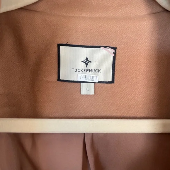 Tuckernuck Emerson Elbow Patch Caramel Brown Mini Dress Coat EUC Size Large - Picture 6 of 7